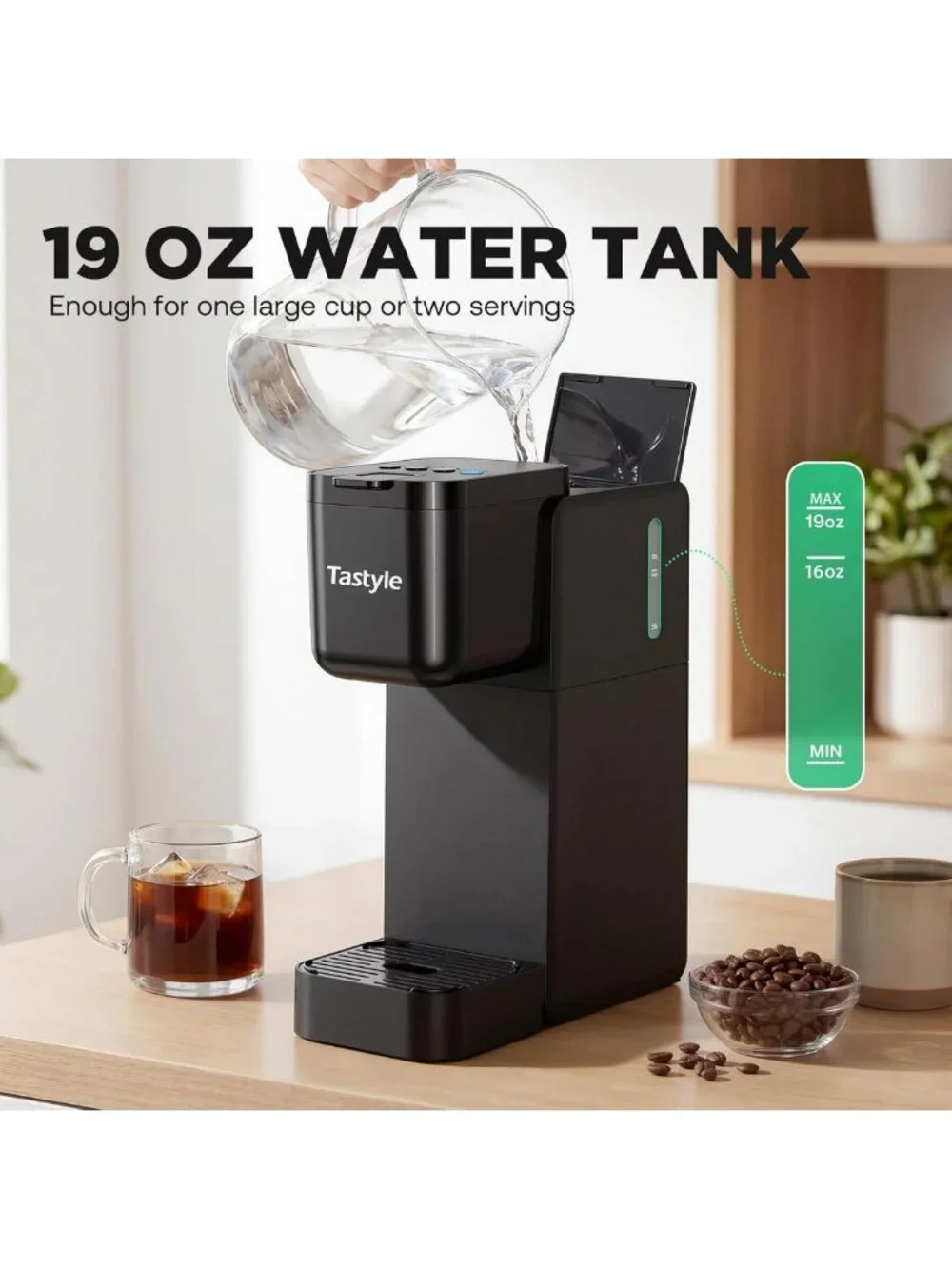 Single Serve Coffee Maker for Hot & Iced Brews, Bold Flavor, 16 Oz Capacity